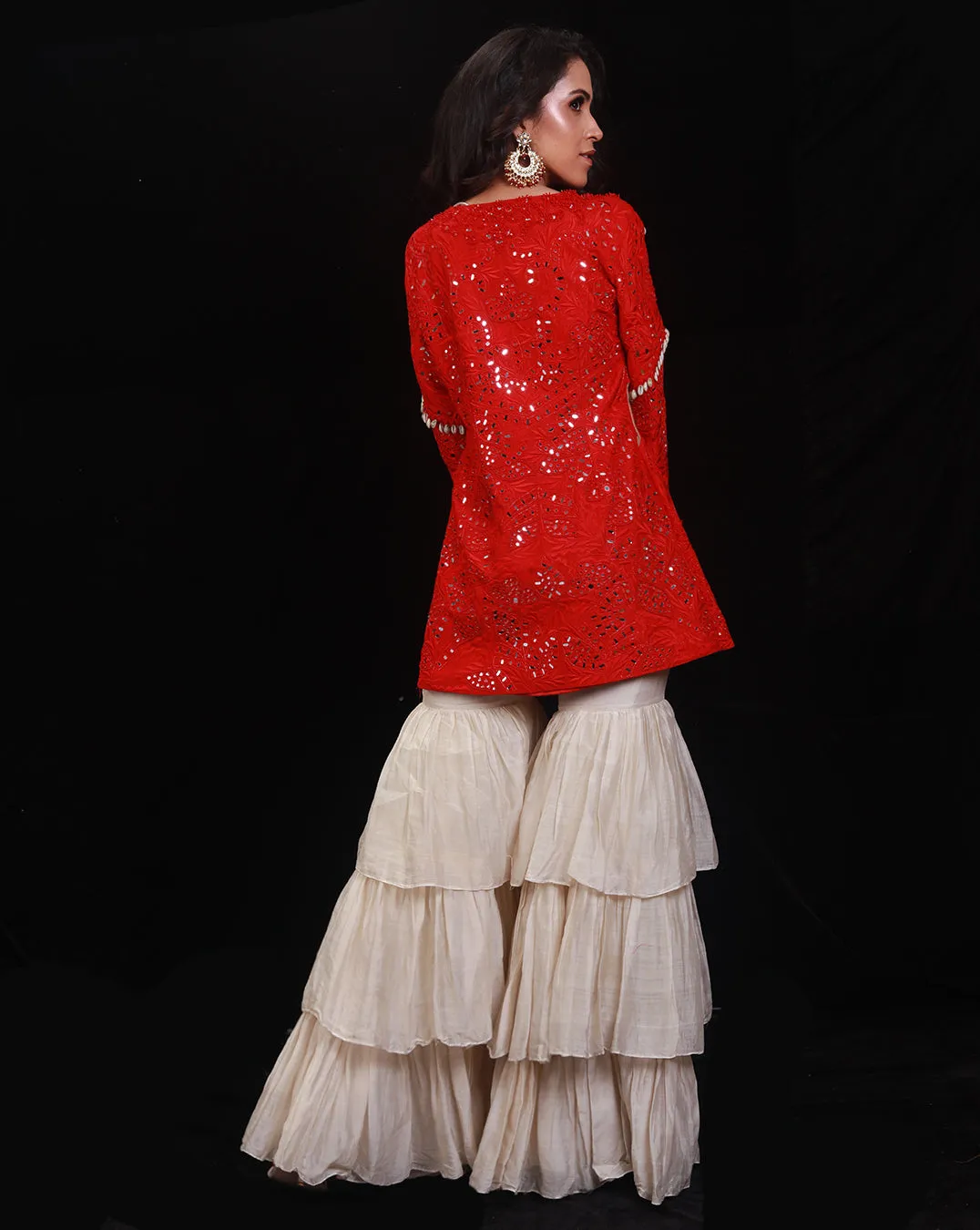 The Shimmering Rouge Sharara Jacket