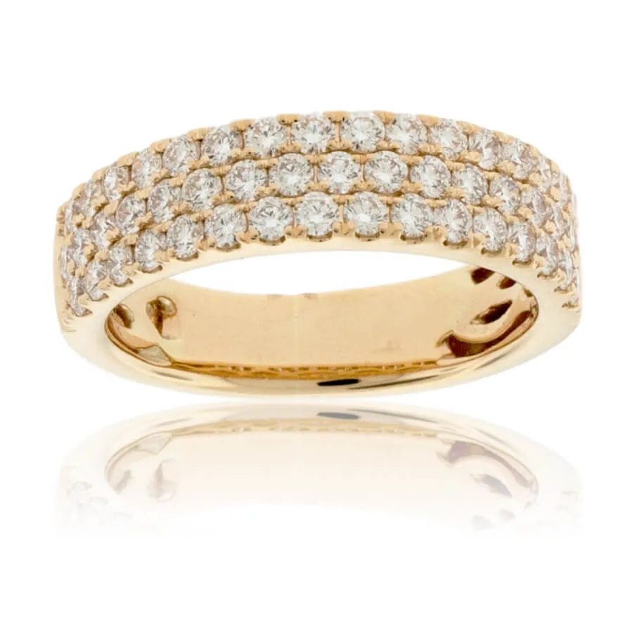 Three Row Pave 1.10ctw Diamond Band