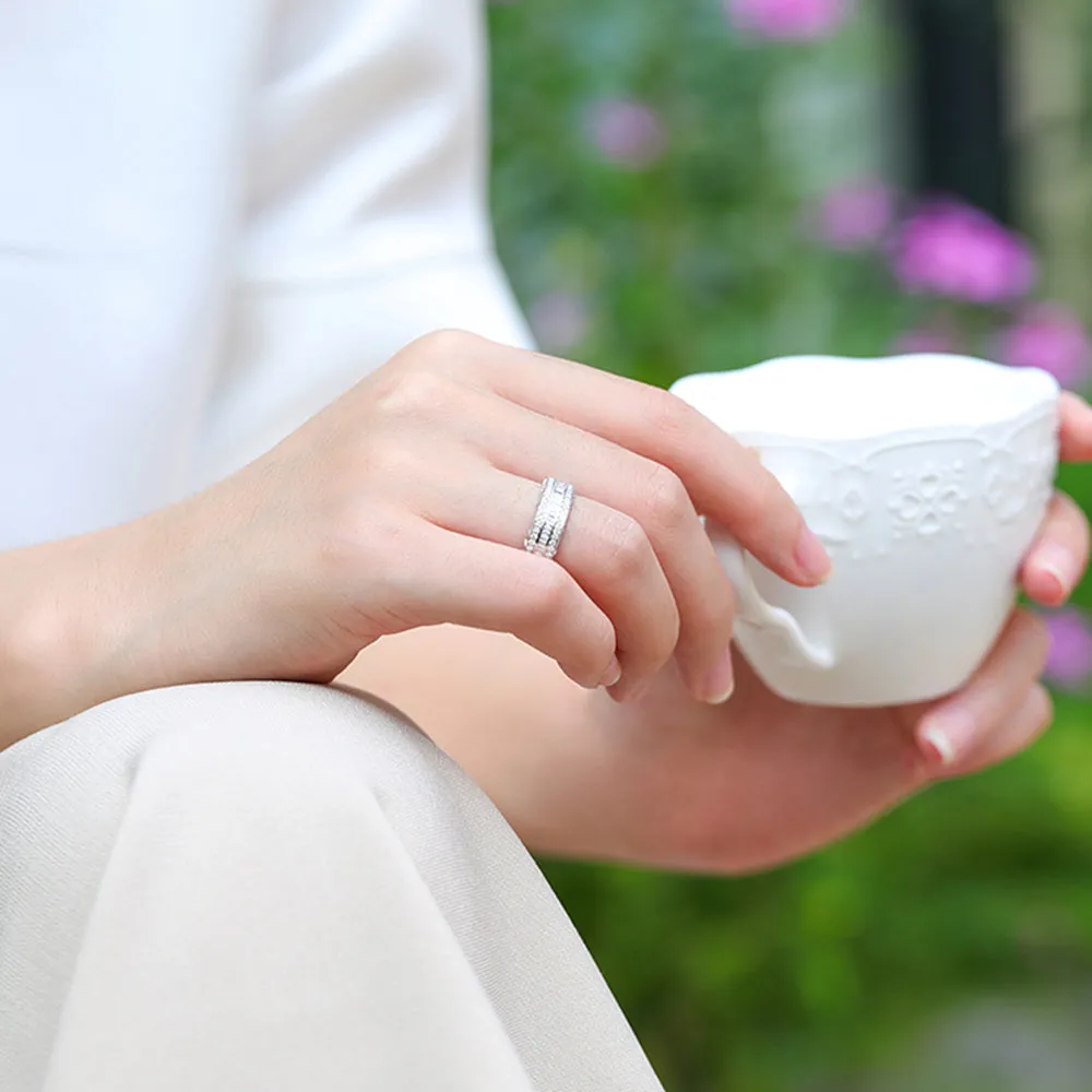 Three Sided Diamond Eternity Wedding Band