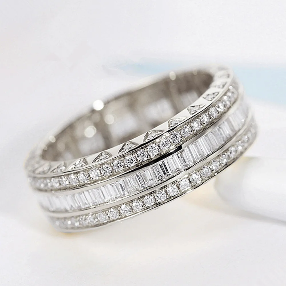 Three Sided Diamond Eternity Wedding Band