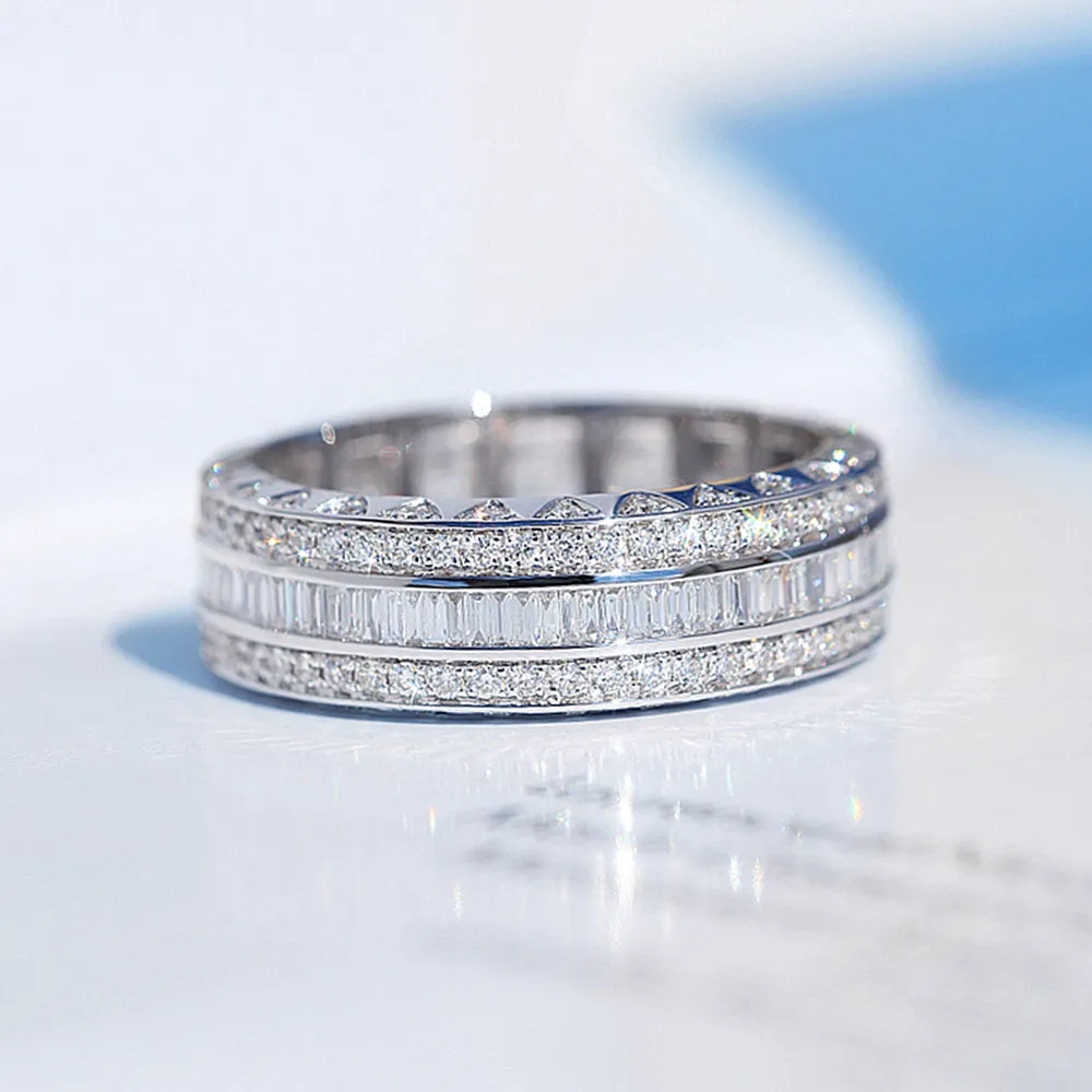 Three Sided Diamond Eternity Wedding Band