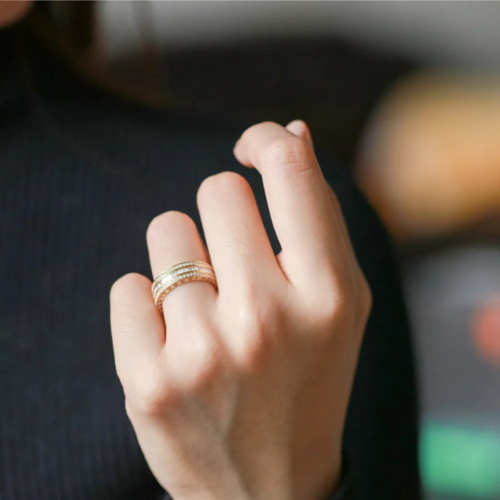 Three Sided Diamond Eternity Wedding Band