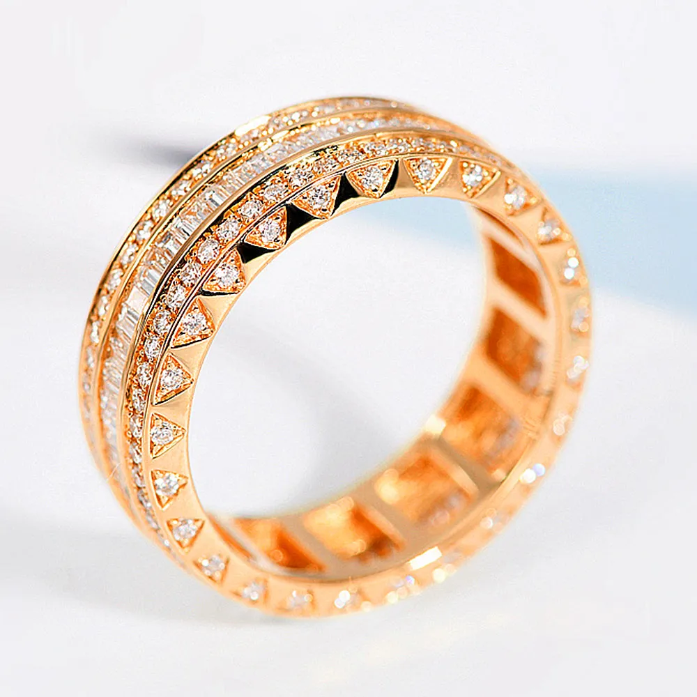 Three Sided Diamond Eternity Wedding Band