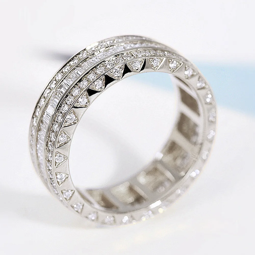 Three Sided Diamond Eternity Wedding Band