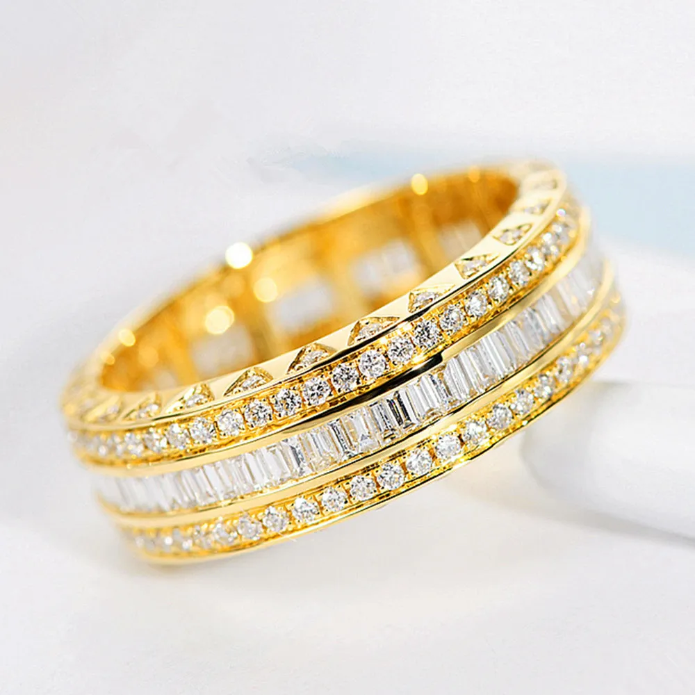 Three Sided Diamond Eternity Wedding Band
