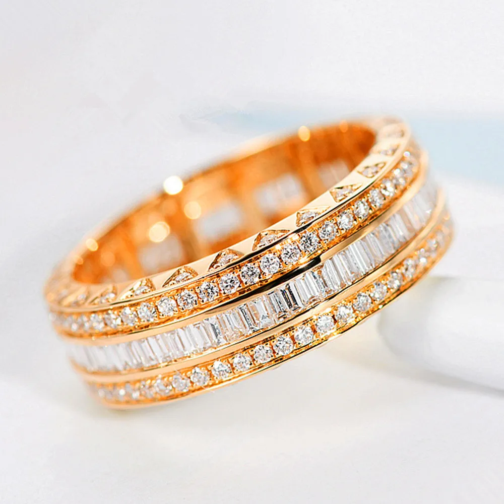 Three Sided Diamond Eternity Wedding Band