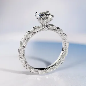 Three Sided Full Eternity GIA Diamond Engagement Ring