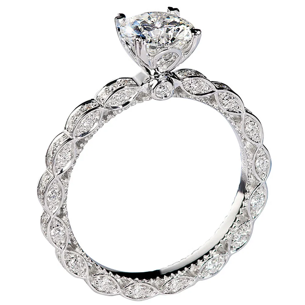 Three Sided Full Eternity GIA Diamond Engagement Ring