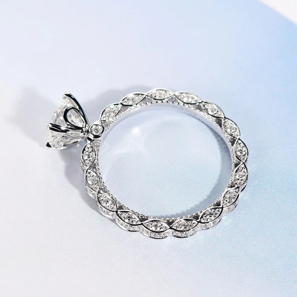 Three Sided Full Eternity GIA Diamond Engagement Ring