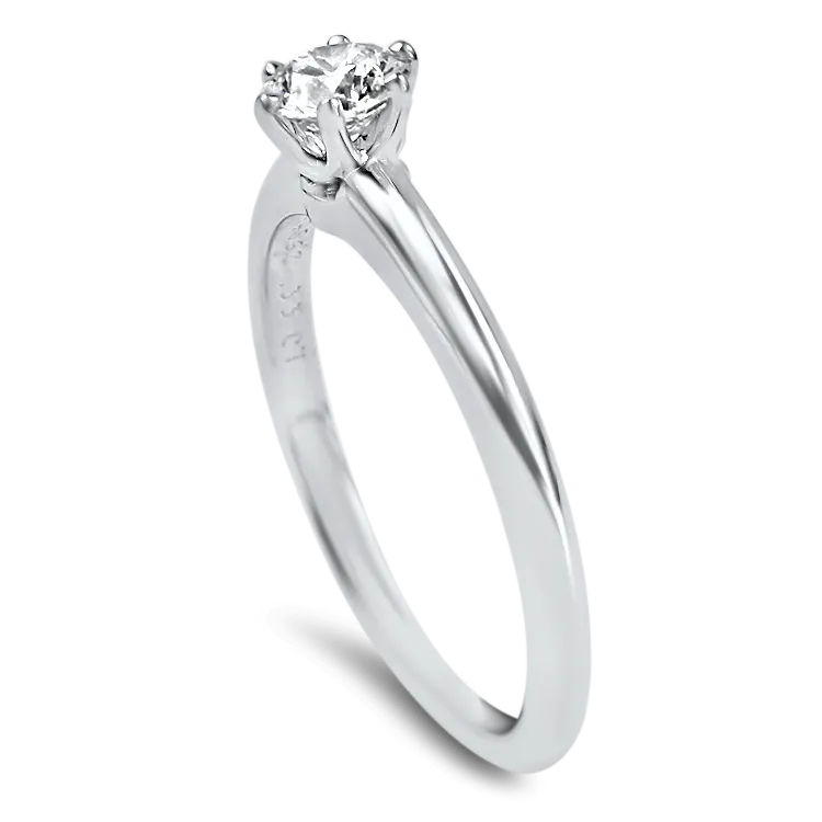 Tiffany & Company Estate Platinum Round Brilliant Cut Diamond Solitaire Engagement Ring