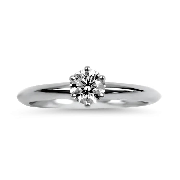 Tiffany & Company Estate Platinum Round Brilliant Cut Diamond Solitaire Engagement Ring