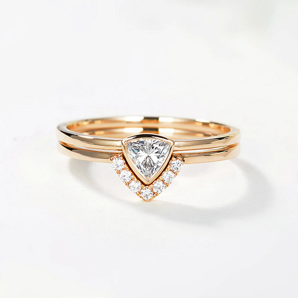 Trillion Diamond Bridal Matching Ring Set