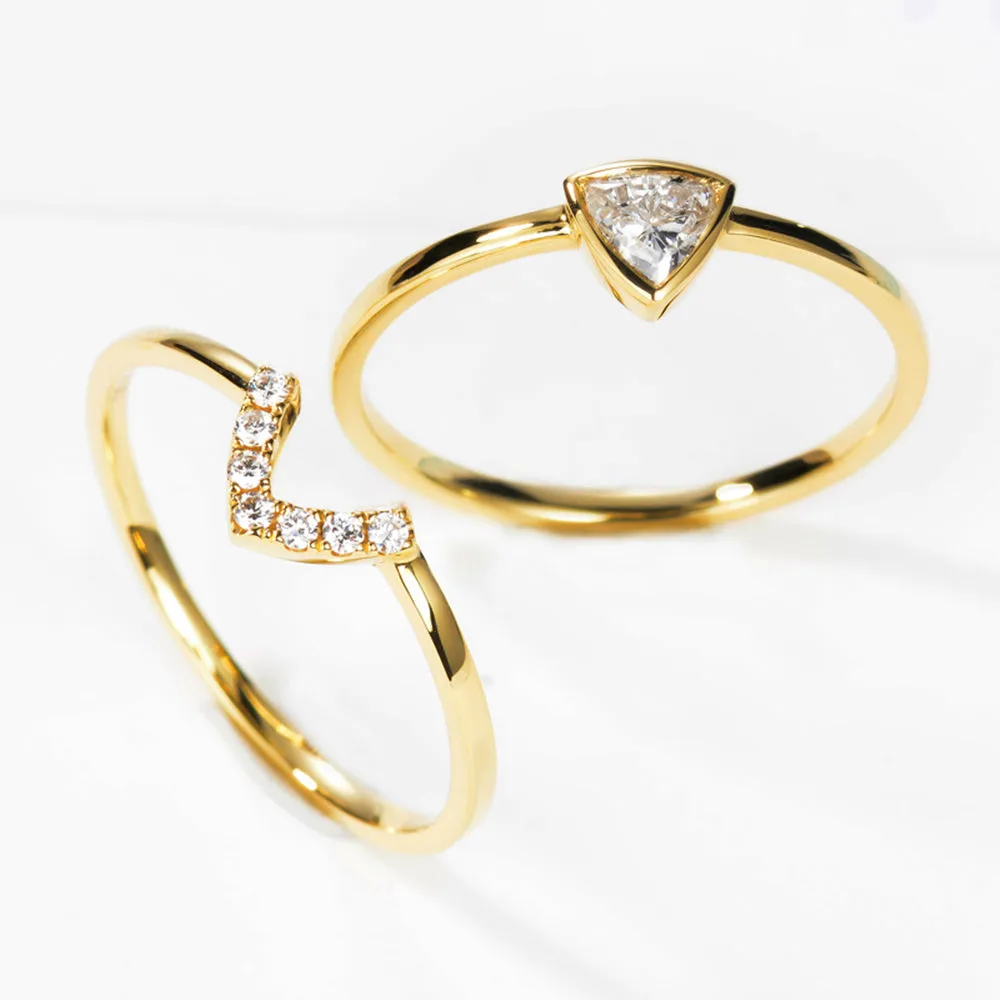 Trillion Diamond Bridal Matching Ring Set