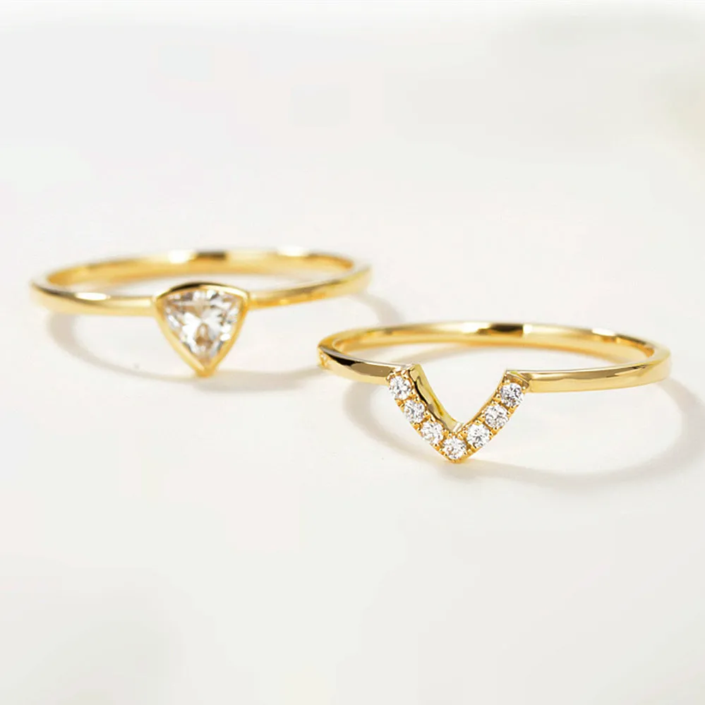 Trillion Diamond Bridal Matching Ring Set