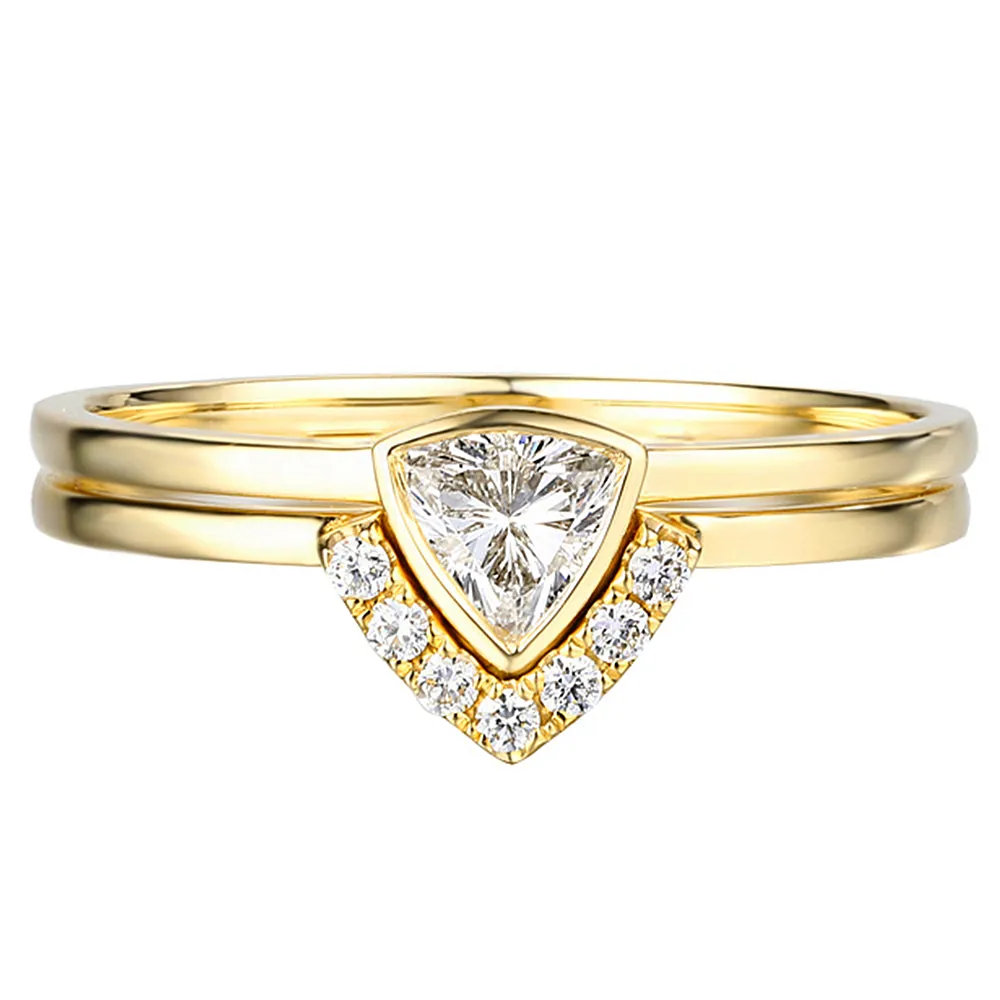 Trillion Diamond Bridal Matching Ring Set