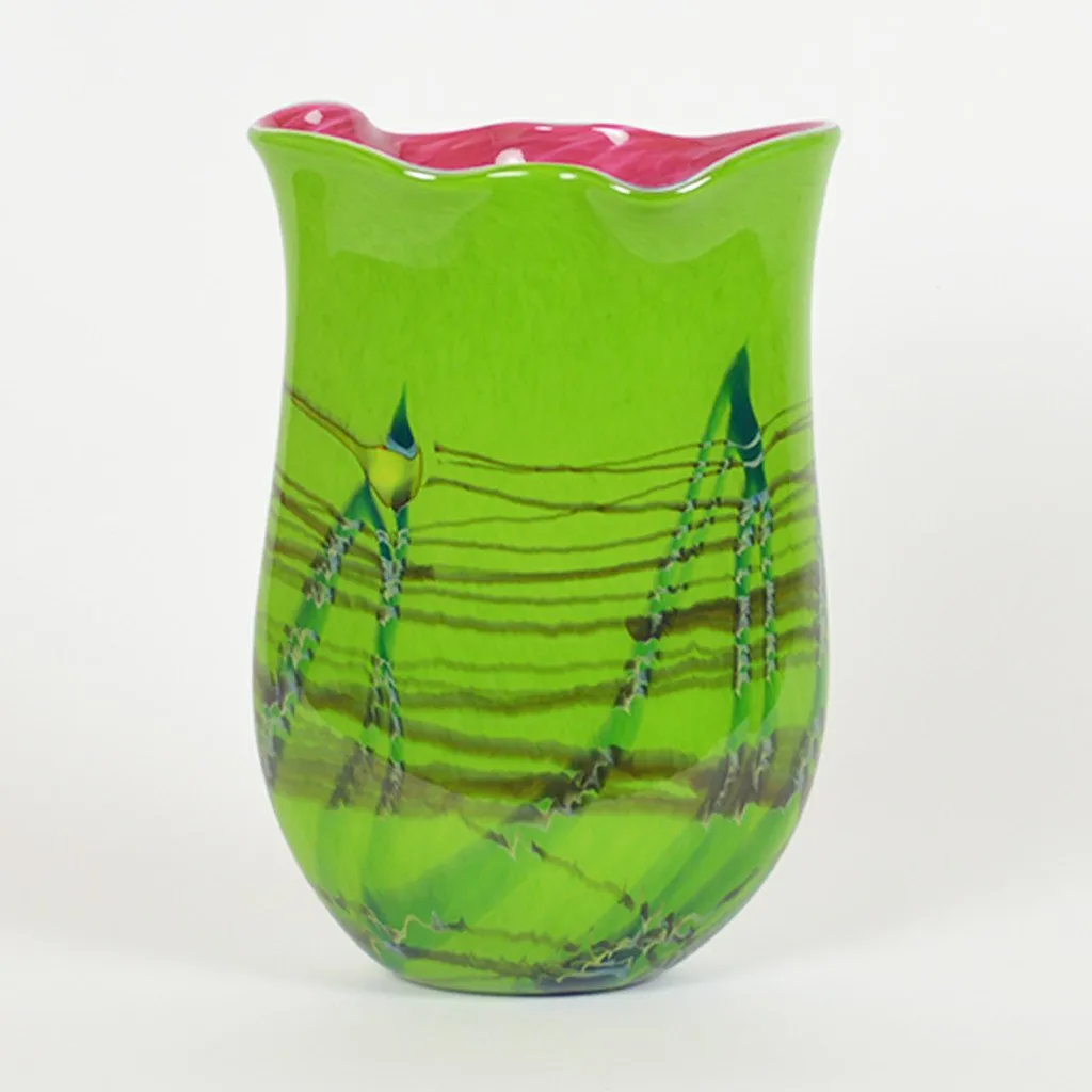 Tropical Bamboo Emerald Oblique Vase