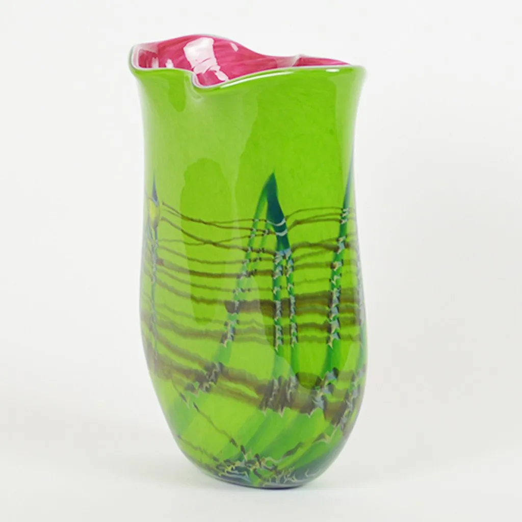 Tropical Bamboo Emerald Oblique Vase