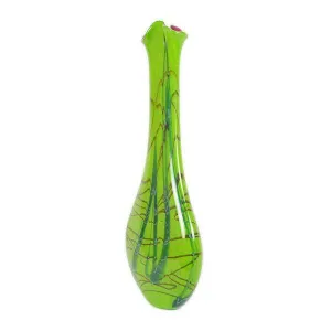 Tropical Bamboo Emerald Teardrop Vase