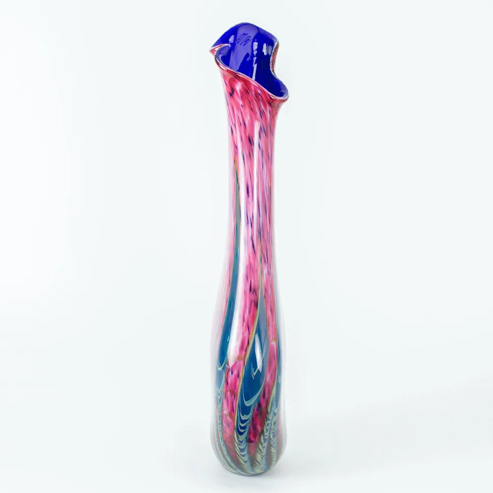 Tropical Bamboo Ruby Teardrop Vase