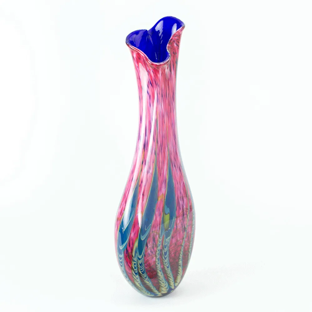 Tropical Bamboo Ruby Teardrop Vase