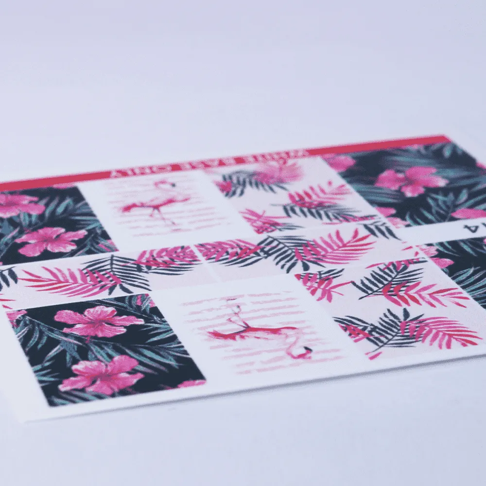 Tropical Flamingos & Hibiscus Water Transfer - 1014