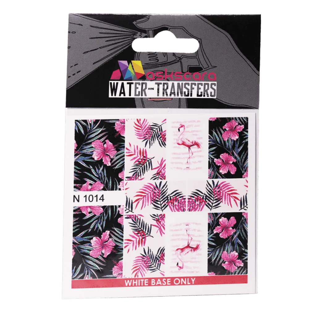 Tropical Flamingos & Hibiscus Water Transfer - 1014