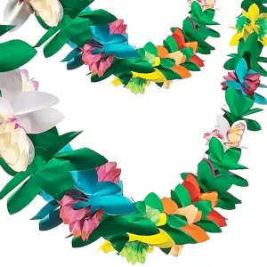 Tropical Garland Party Decorations, 20ft Multicolored Tissue Paper Hibiscus Flower Summer Banner for Birthday Beach Theme Luau Moana Hawaiian Party Supplies Jungle Decor FUTUREPLUSX 2 Pack
