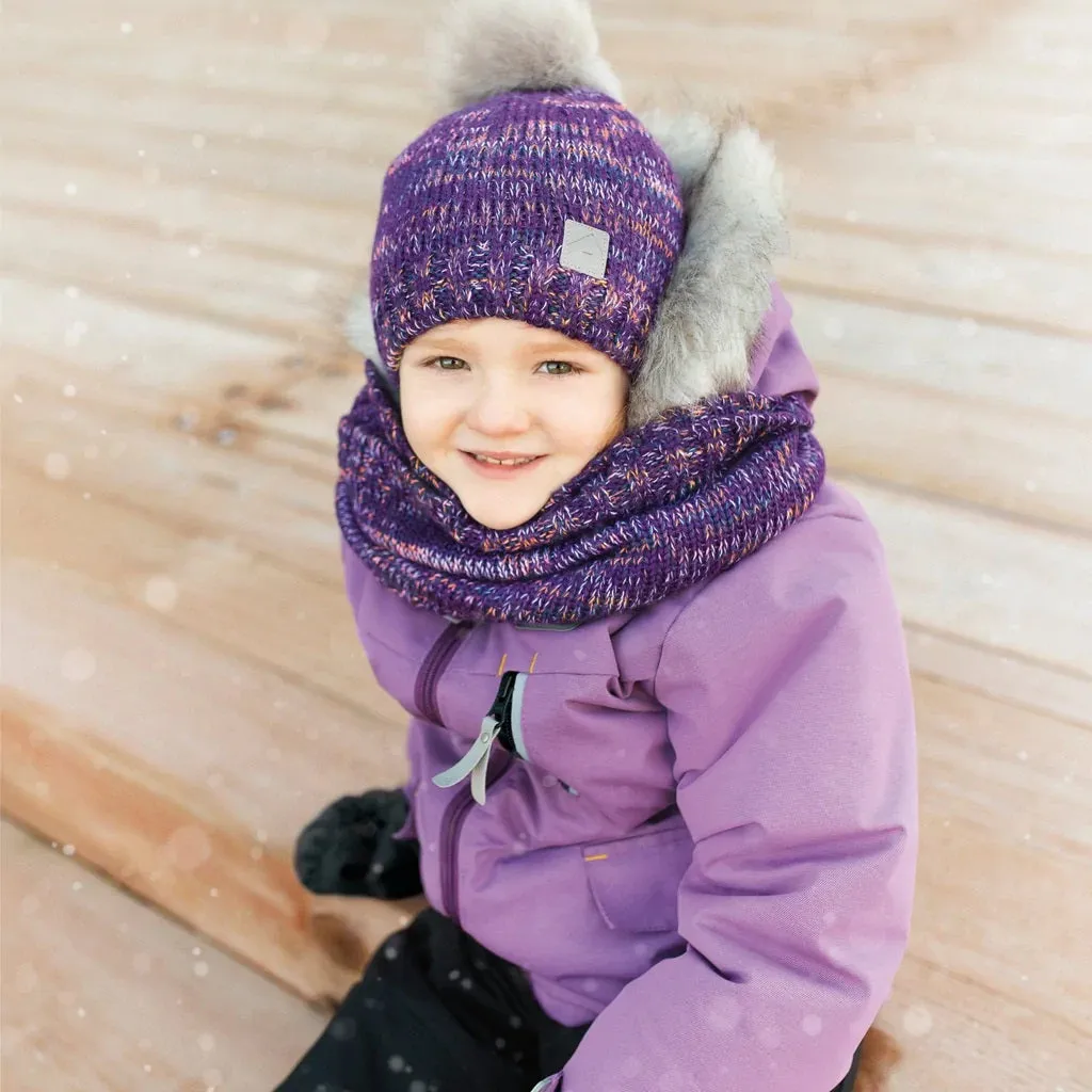 Tuque d'hiver avec pompon détachable et cordon - Pensée - Perlimpinpin
