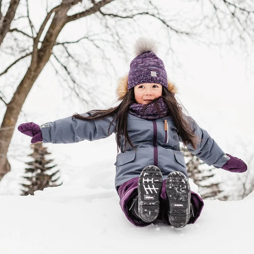 Tuque d'hiver avec pompon détachable et cordon - Pensée - Perlimpinpin