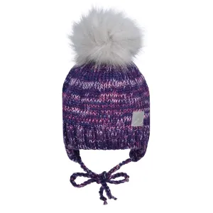 Tuque d'hiver avec pompon détachable et cordon - Pensée - Perlimpinpin