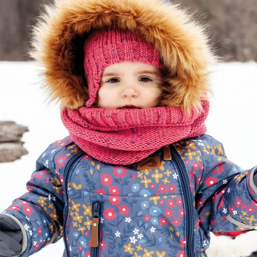 Tuque d'hiver avec pompon détachable et cordon - Rose multi - Perlimpinpin