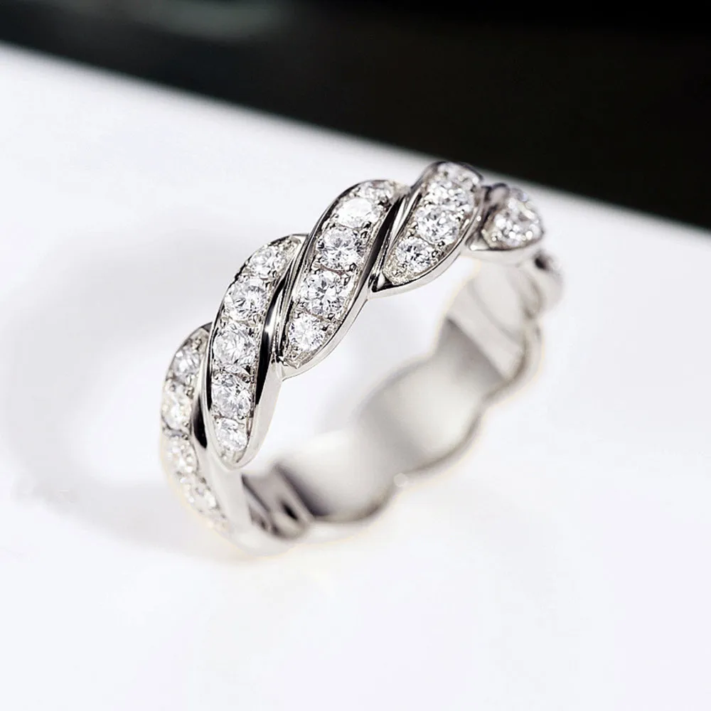 Twist Band Diamond Pave Ring