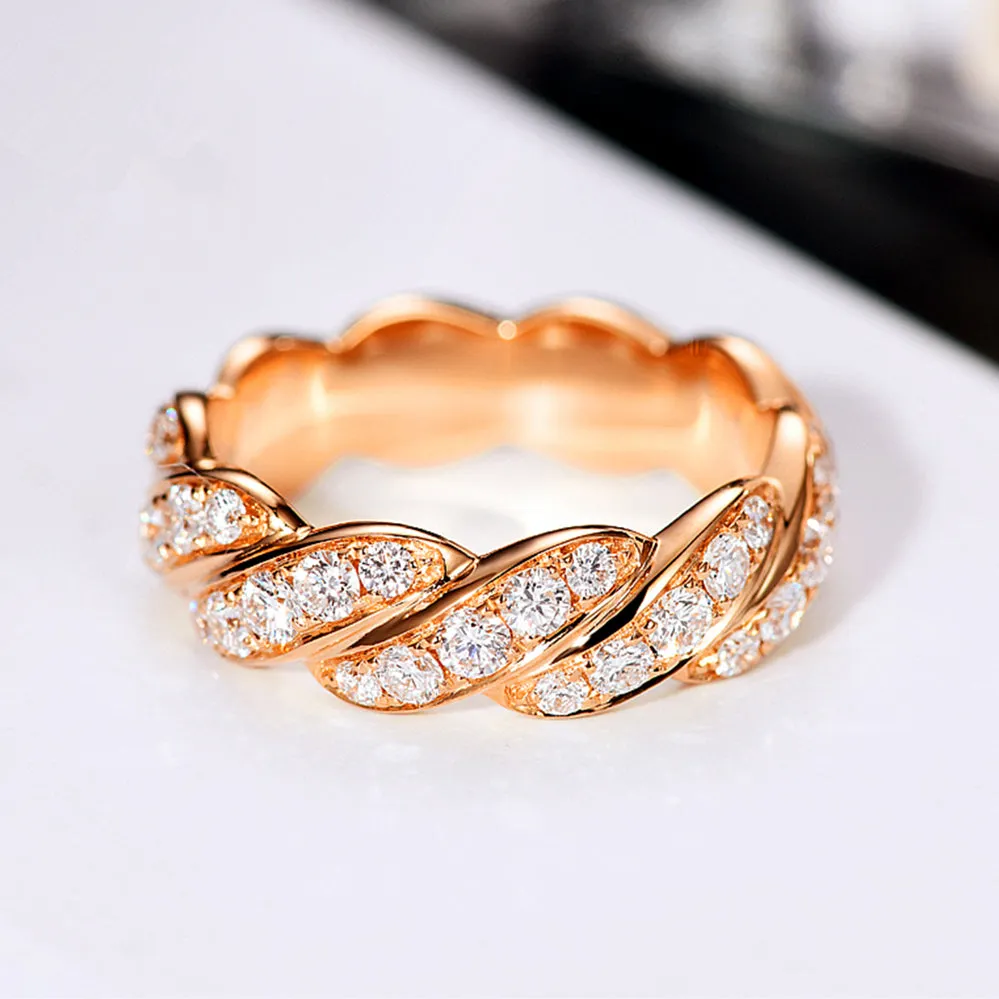 Twist Band Diamond Pave Ring