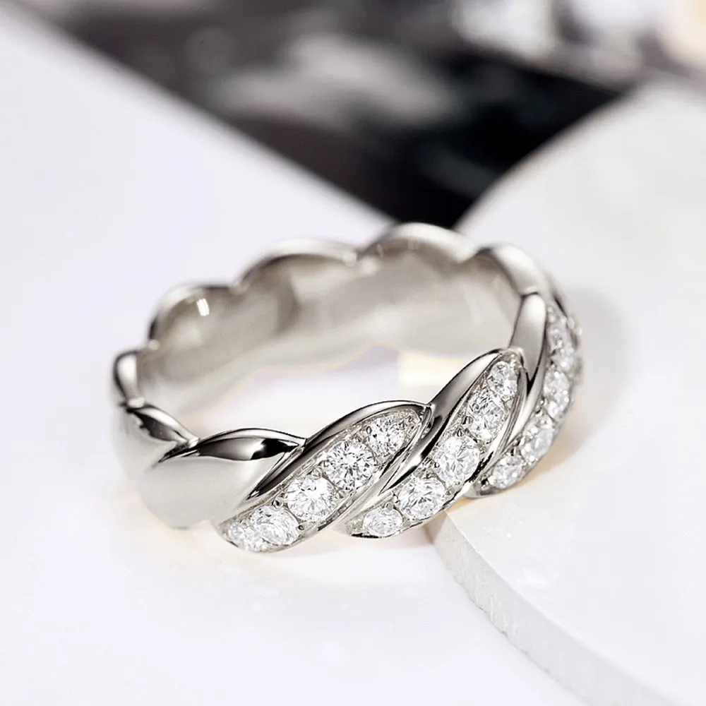 Twist Band Diamond Pave Ring