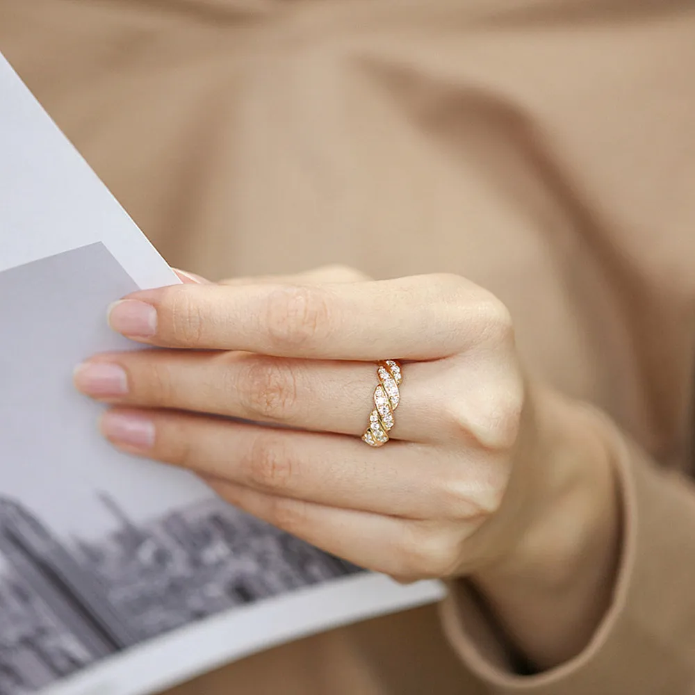 Twist Band Diamond Pave Ring