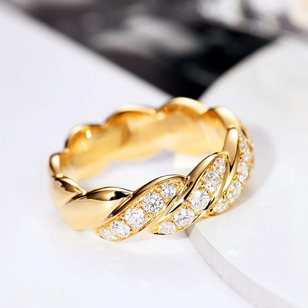 Twist Band Diamond Pave Ring
