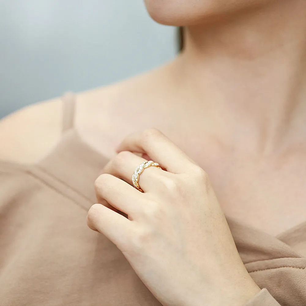 Twist Band Diamond Pave Ring