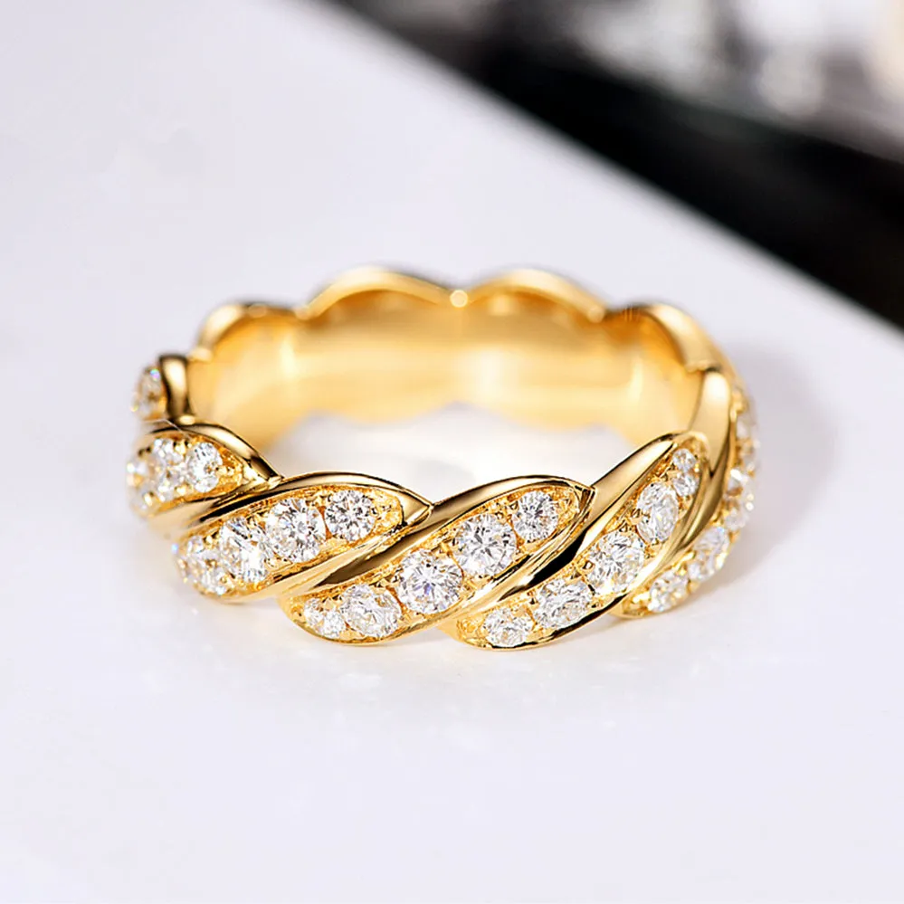 Twist Band Diamond Pave Ring