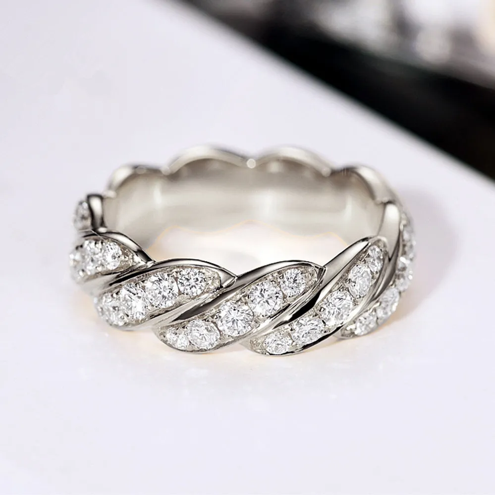 Twist Band Diamond Pave Ring
