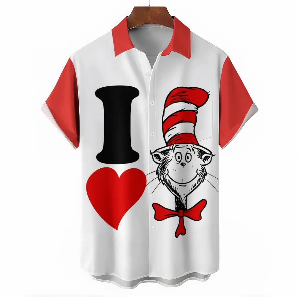 Valentine's Day Love Cartoon Character Casual Short Sleeve Shirt 2401000103