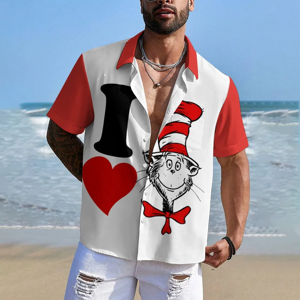 Valentine's Day Love Cartoon Character Casual Short Sleeve Shirt 2401000103