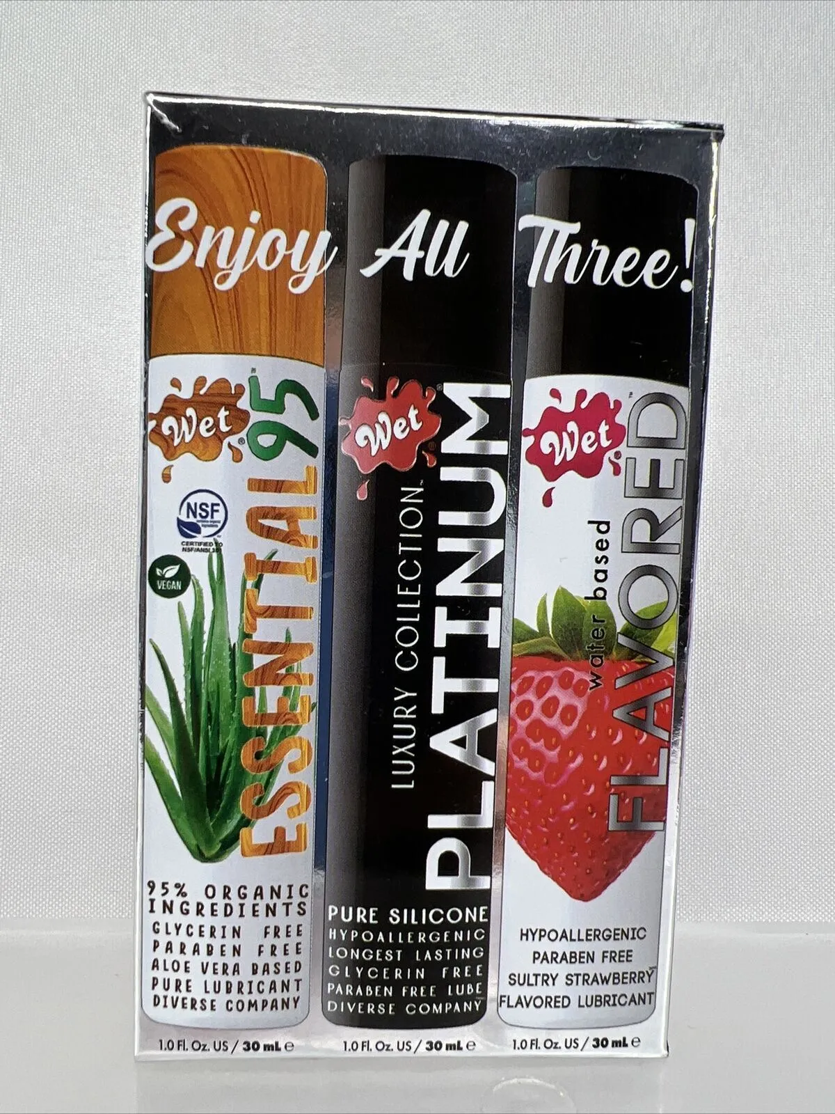 Wet Assortment Sampler 3 Pack Luxury Platinum Lube Premium Flavor Lubricant