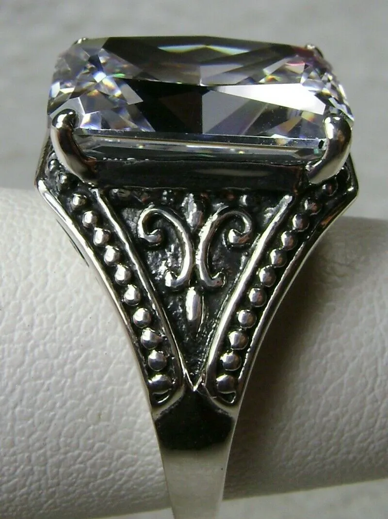 White CZ Ring, Renaissance Jewelry, Gothic Filigree #D131