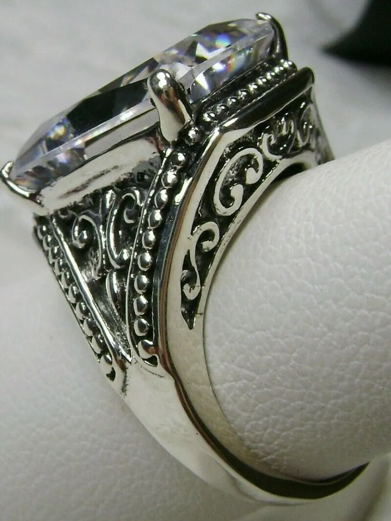 White CZ Ring, Renaissance Jewelry, Gothic Filigree #D131