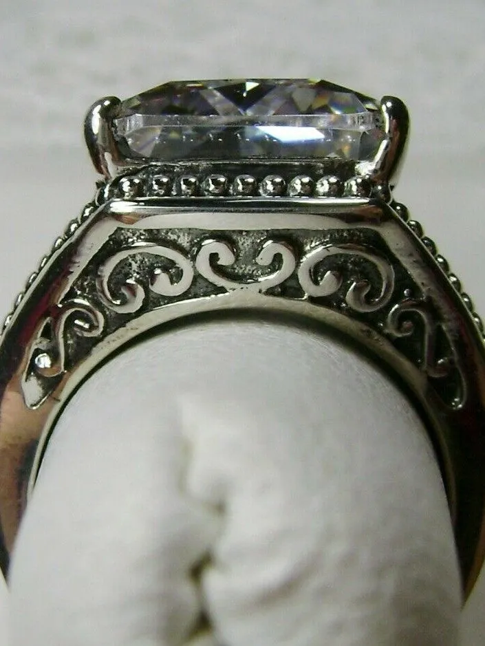White CZ Ring, Renaissance Jewelry, Gothic Filigree #D131
