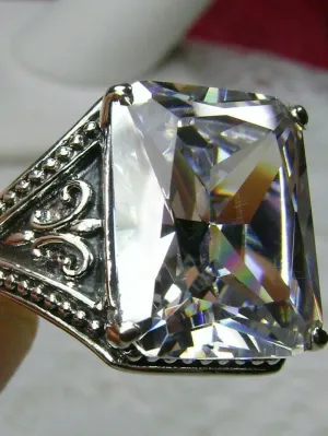White CZ Ring, Renaissance Jewelry, Gothic Filigree #D131