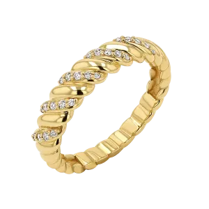 Wide Diamond Twist Ring