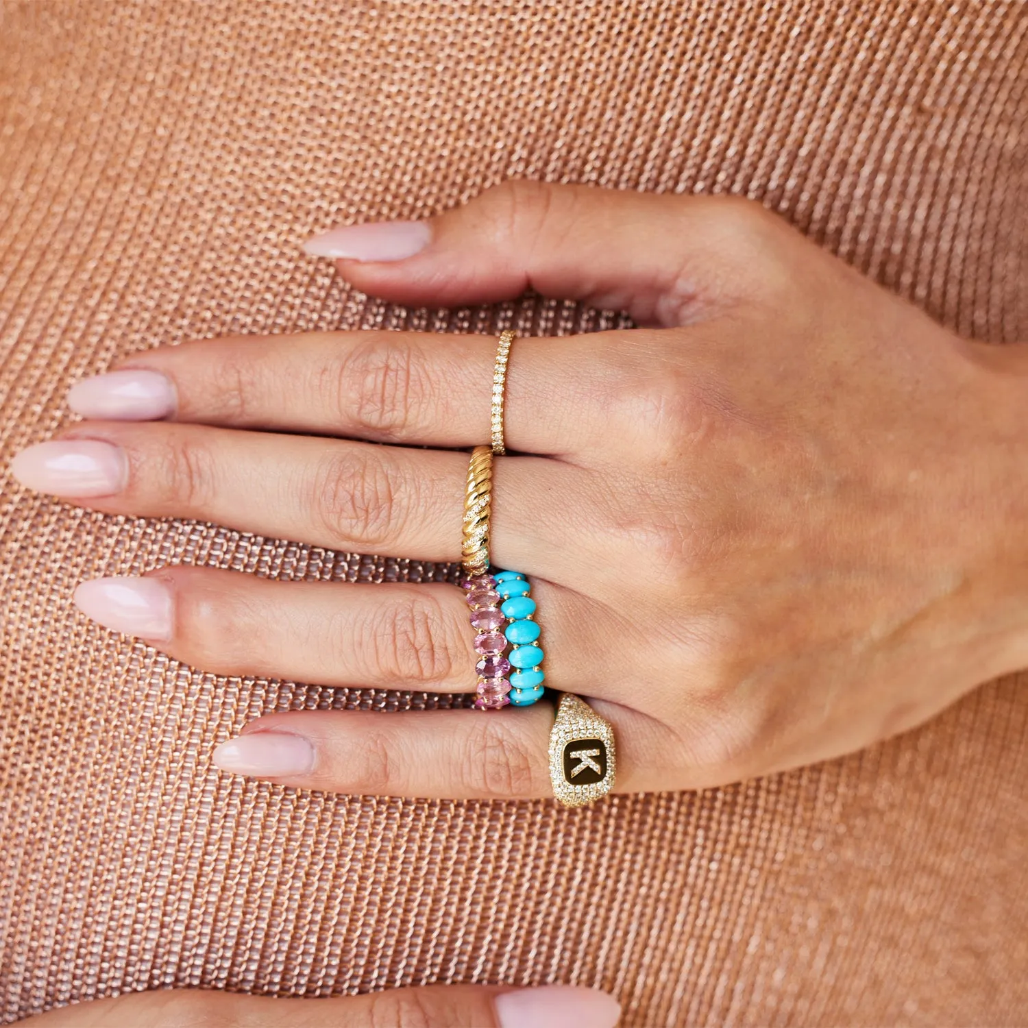 Wide Diamond Twist Ring