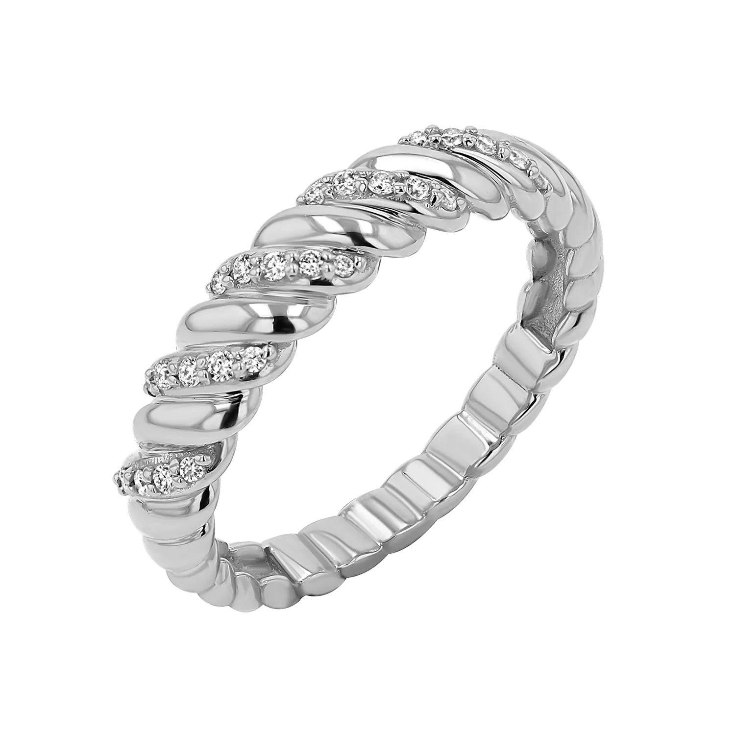 Wide Diamond Twist Ring
