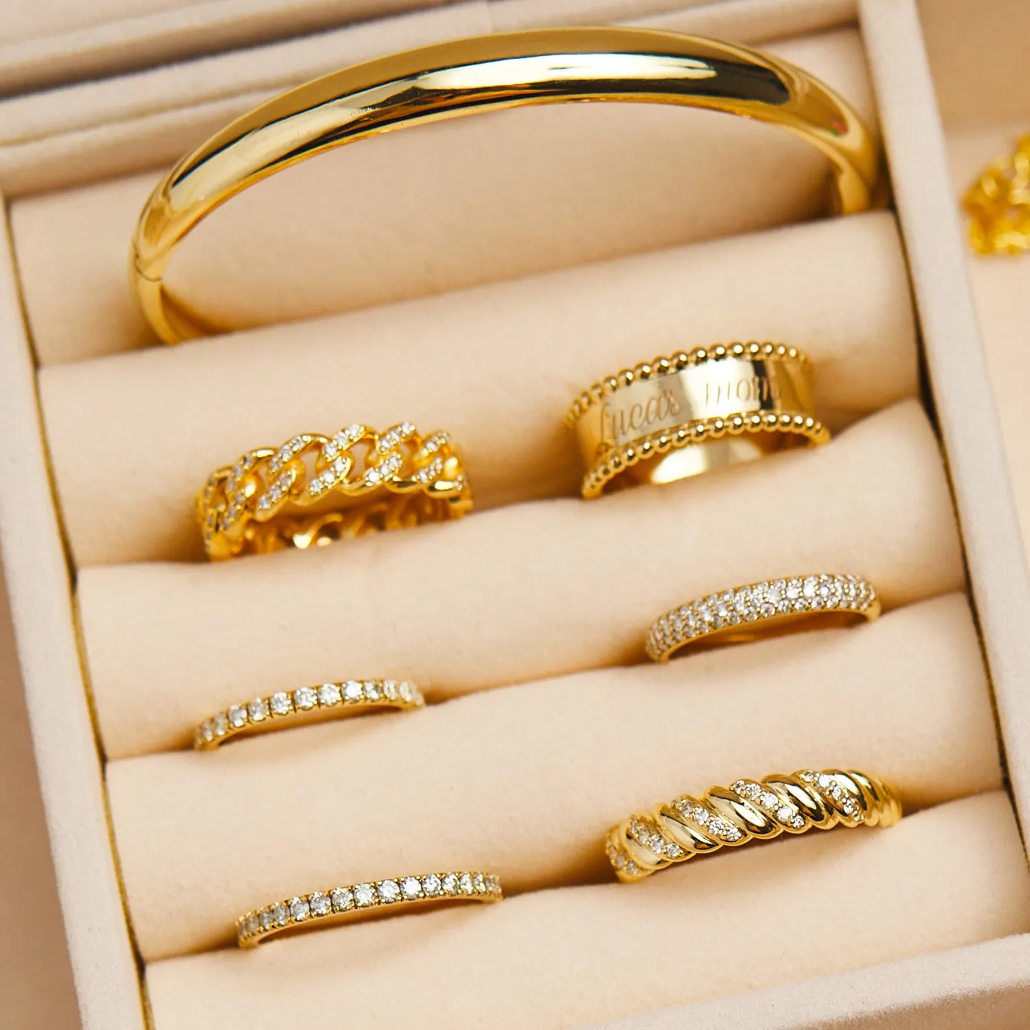 Wide Diamond Twist Ring